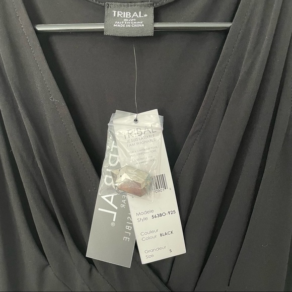 Tribal stretchy black cocktail dress super flattering on flowy bottom size s/m - Picture 5 of 5